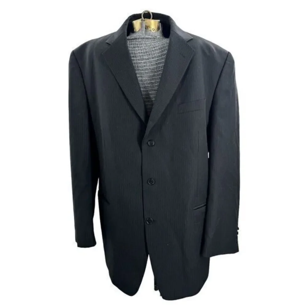 Calvin Klein Mens 46 L Black  3 Button‎ 100% Wool Blazer Sports Jacket
